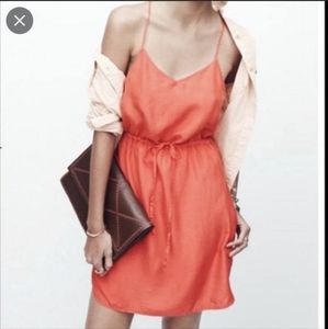 Madewell Silk Drawstring Racerback Dress in Coral